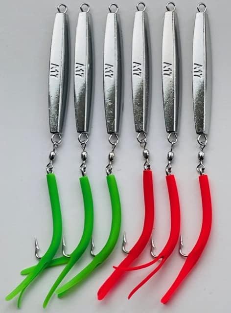 6- A-17 Ava Diamond Jigs 2 oz.with Split Tube Tail Hooks