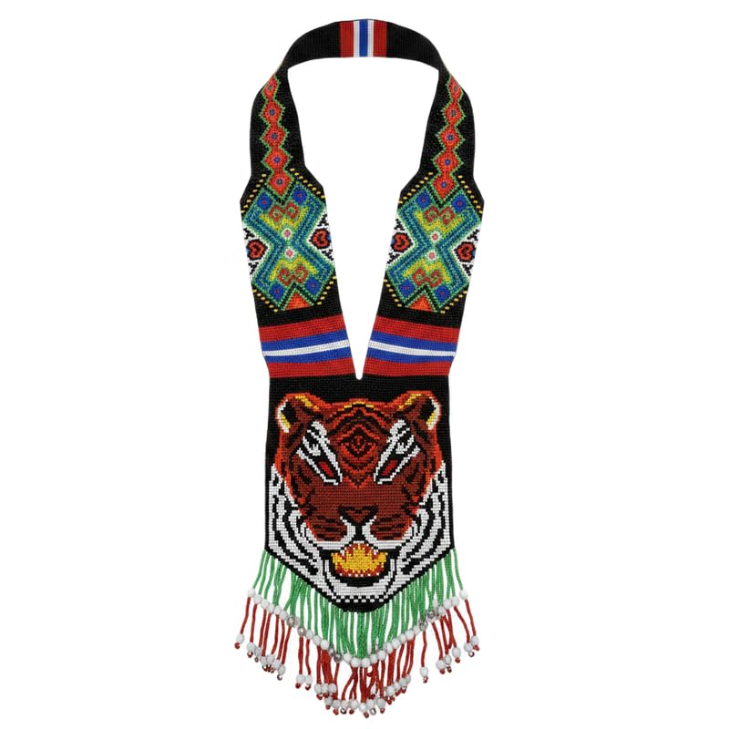 Collier Gerdan ukrainien motif tigre, le cadeau artisanal idéal pour passionnés de bijoux