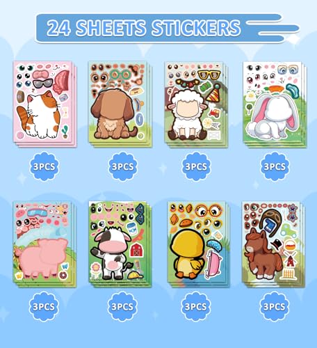 HSHFAMIIY 24 PCS Animal Face Stickers – DIY Decorative Animal Character Stickers for Crafts, Scrapbooking, Party Decorations, Gift Wrapping & Holiday Projects — view 3