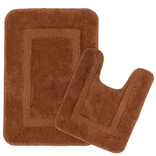 Saral Home Cotton Anti Slip Bathmat Set with Contour- (Brown, 45x60 cm & 45x50 cm) (B07HM6M7HX) Amazon Price History, Amazon Price Tracker