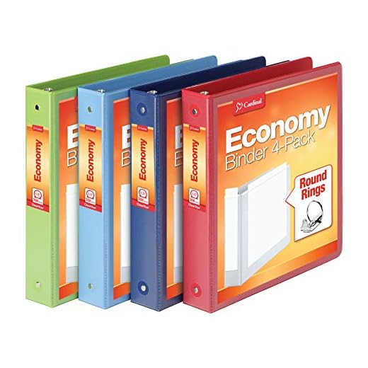 Cardinal 3 Ring Binders, 1.5 Inch, Round Rings, Holds 350 Sheets, ClearVue Presentation View, Non-Stick, Assorted Colors, 4 Pack (79550)