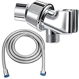 Mimorou 79 Inch Stainless Steel Shower Hose with Adjustable Shower Arm Holder Shower Head Holder Replacement Shower Hose Head Holder for Wall Adjustable Shower Head Replacement (Silver Holder)