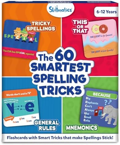 Skillmatics Spelling Tricks Flash Cards for Kids – 60 Cards, 4 Categories