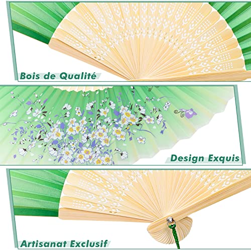 GWHOLE Éventails Pliants avec Frange en Soie et Bambou, Lot de 6 – vue 3