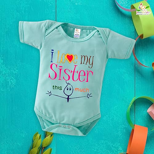 Image of baby wish RakshaBandhan Romper for Kids Rakhi Bodysuit Brother Sister Matching dress my 1st rakshabandhan gift Half Sleeve Unisex Romper Red Romper I LOVE BROTHER
