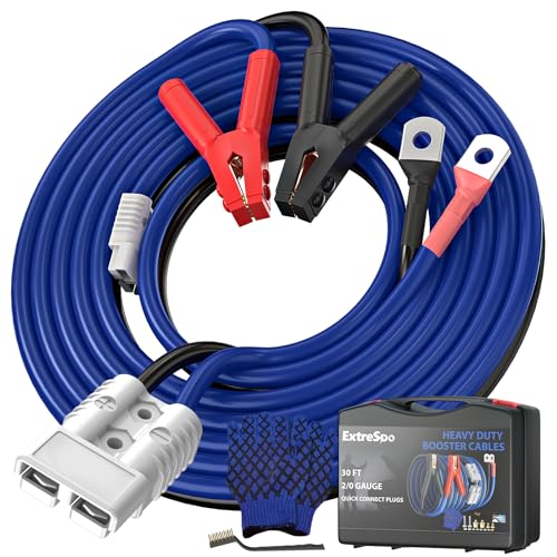 EXTRESPO 2/0 Gauge 30 FT Heavy Duty Jumper Cables, 1500Amp Quick Connect Booster Cables for 12V &...