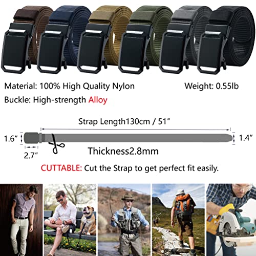 LionVII Men Ratchet Web Belts, 2 Styles of Belt Buckles Bundle2