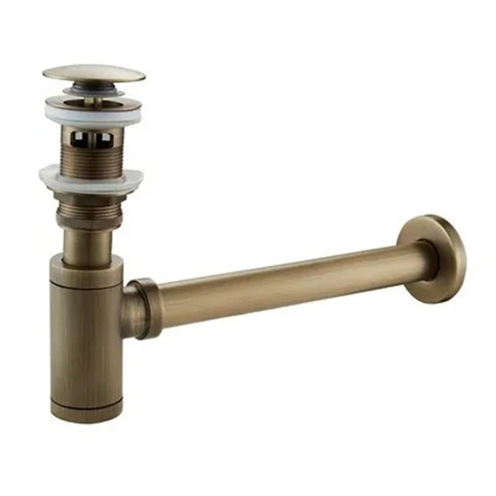 MWAHJU Bottle Trap Basin Pop Up Drain Antique Brass Bottle Trap Bathroom Sink Siphon Drains with Pop Up Drain Kit(Color 3)