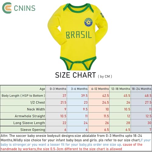 Cnins Sporty Baby Bodysuit - Long Sleeve Soccer-Themed Unisex Infant Romper 0-18 Months3