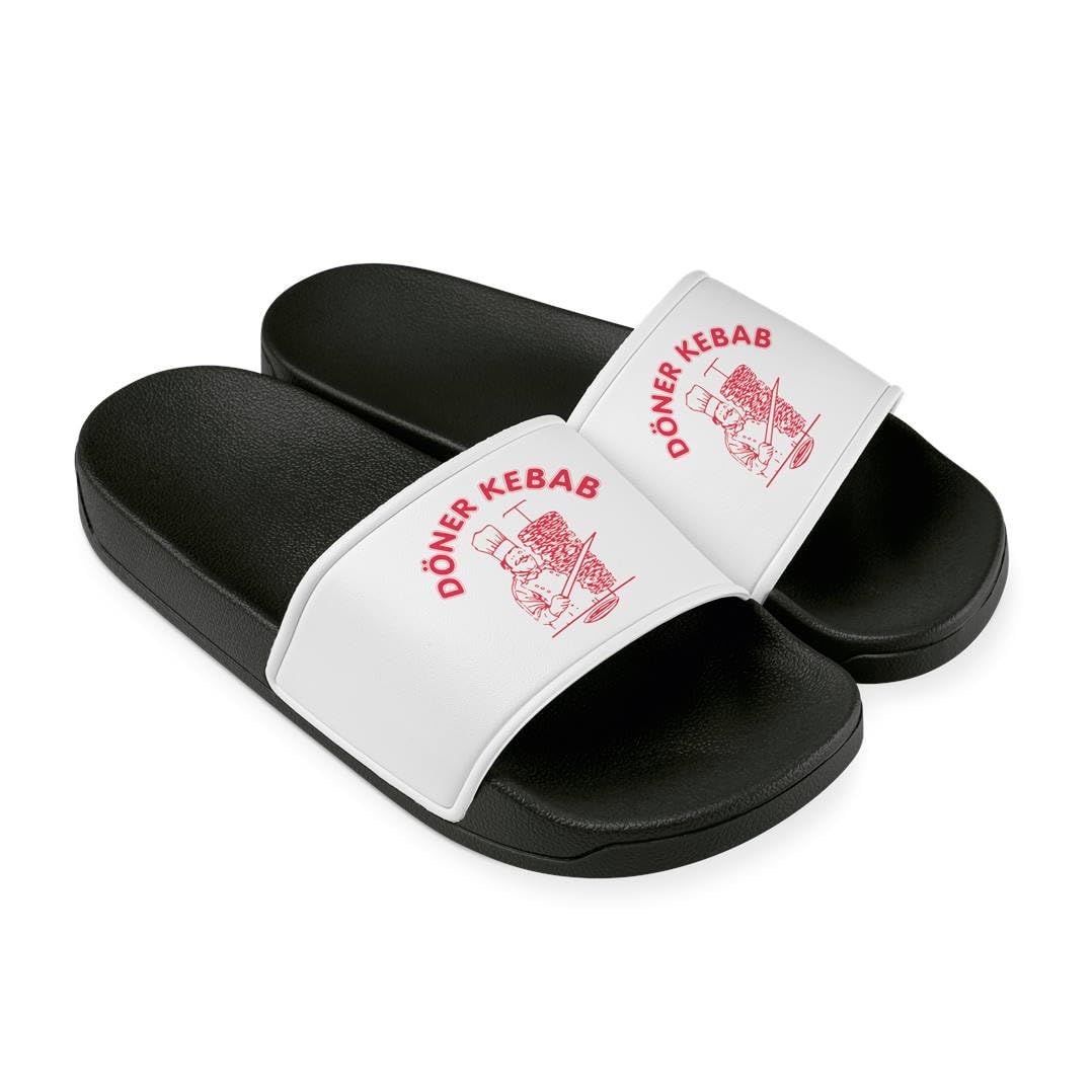 Tassenbrennerei Döner Kebab Badelatschen für Herren & Damen - Lustige Hausschuhe, Schlappen - Badeschuhe, Badeschlappen lustig