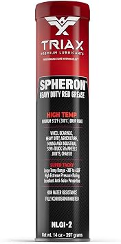 TRIAX Spheron High Temp Wheel Bearing Grease, Tacky Lithium Complex, Heavy Duty Waterproof (14 Oz Tube)