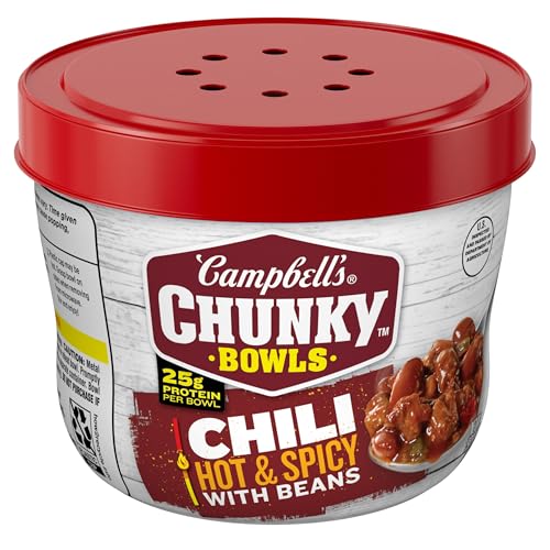 Campbell's Chunky Chili, Hot & Spicy Chili with Beans, 15.25 oz Microwavable Bowl