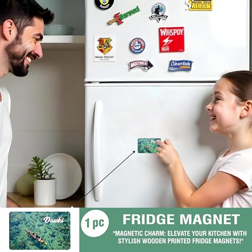Image of Elegant Fridge Magnet with Themes |Rectangular Size Refrigerator Magnet with Magnetic Rubber Back | Pack of 1, 8.6cm X 5.4cm (Dawki)