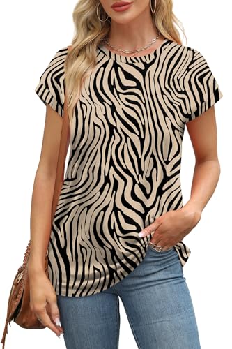 Image of Alaroo Womens Summer Tops Short Sleeve Shirts Crew Neck Cute Trendy Tunic Blouses (S-3XL)