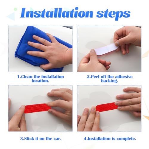 Image of BESULEN Car Door Open Reflective Stickers, 4PCS Night Visibility Safety Warning Protective Strip, Auto Anti-Collision Decorative Decals, Universal Vehicle Accessories for Most Cars (Red)