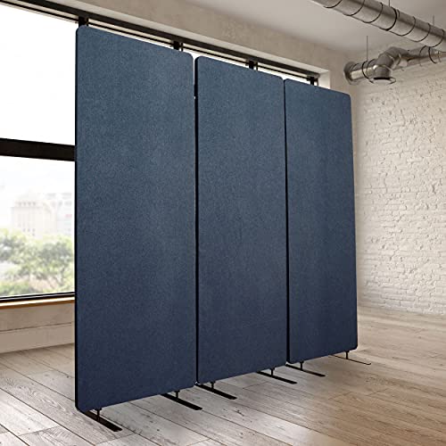 Stand Up Desk Store Refocus Freestanding Noise Reducing Acoustic Room Wall Divider Office Partition (Midnight Blue, 72" X 66", Zippered 3-Pack) #TOP3
