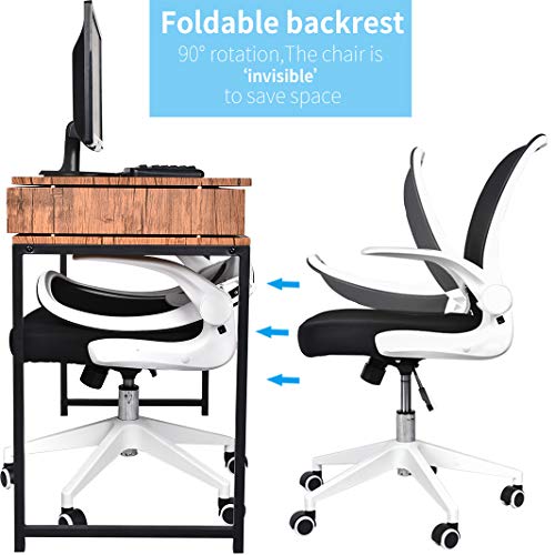 Urred Ergonomic Office Chair Mesh With Foldable Backrest, Mesh Home Office Computer Task Desk Chairs With Adjustable Arms And 360 Degree Universal Wheels (White) #TOP1