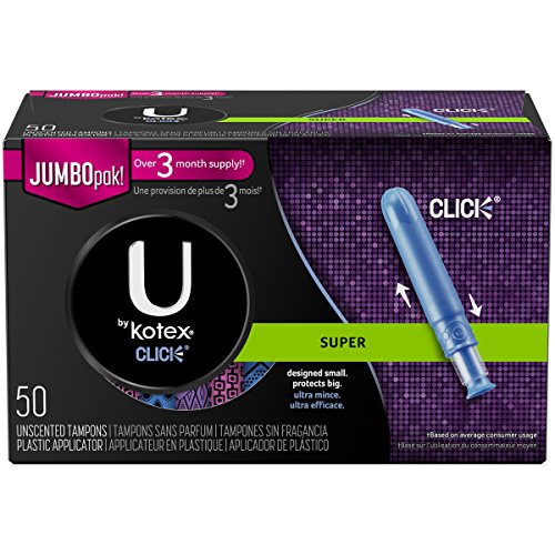 Kotex Click Compact Tampons, Super Absorbency, Unscented, 50 Count