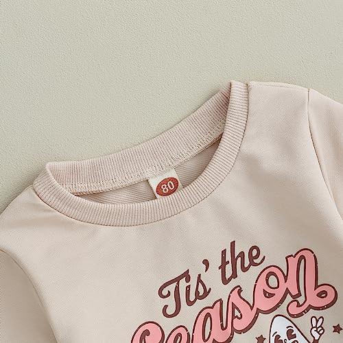 Image of Toddler Baby Girls Football Outfit Crew Neck Long Sleeve Rugby Bow Print Sweatshirt Elastic Waist Pants 2Pcs