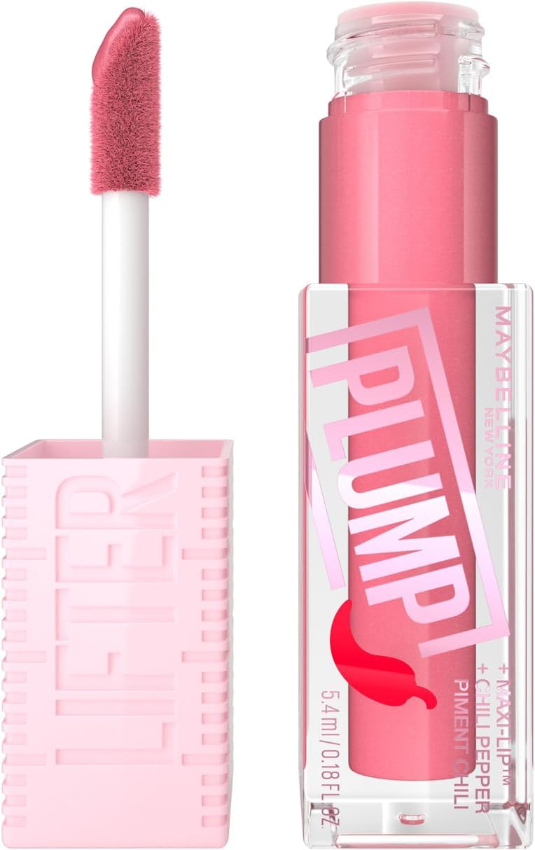 Maybelline New York, Lifter Plump Lip Gloss, Lasting Plump, Heated Formula with Hyaluronic Acid and Chilli Pepper, XL Wand, Vegan Formula, Shade: 001 Blush Blaze Maybelline New York, Lifter Plump Lip Gloss, Lasting Plump, Heated Formula with Hyaluronic Acid and Chilli Pepper, XL Wand, Vegan Formula, Shade: 001 Blush Blaze