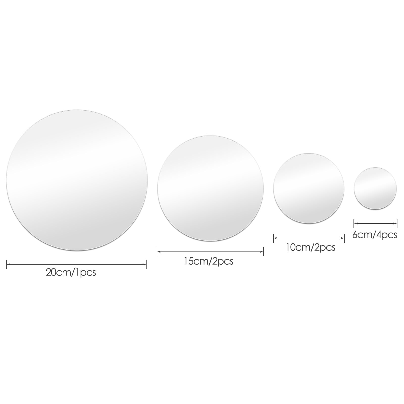 9 Miroirs Autocollants Muraux Ronds - 4 Tailles (6-20cm) - Décor Amovible Pour Salon Ou Chambre