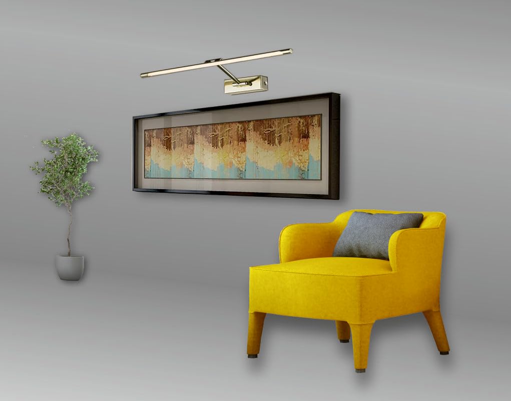 Applique murale LED pour éclairer les tableaux, les toiles, les miroirs, les peintures murales,12 W traditionnelle et élégante, lumière chaude 3000 K, bronze vieilli, articulé, 71 cm