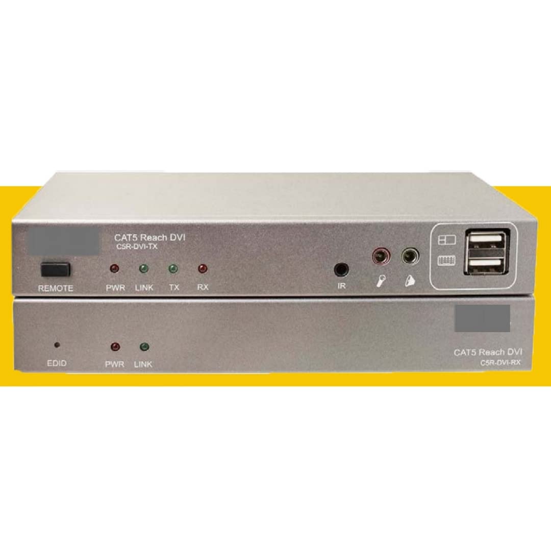 THE LEGACY® DVI KVM Extender 985feet (300m) 1080P Over Single Cat-5e/Cat-6e/Cat-6 Ethernet Cable Extensor RJ45 Network Extender EU Plug(Transmitter + Receiver)