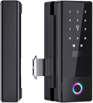 Smart Lock Glass Door Lock WiFi Remote Unlocking TY APP Fingerprint Password IC Card Mechanical Key Unlocking Methods Door Lock Interchangeable Lock Body Direction for 10-12mm Thickness