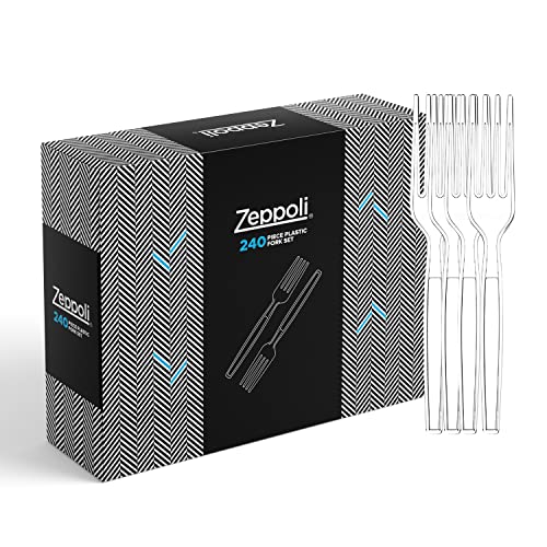 Zeppoli 240-Piece Clear Plastic Fork Set – Plastic Cutlery Utensil Set – Disposable Clear Plastic Forks – Chinet Utensils