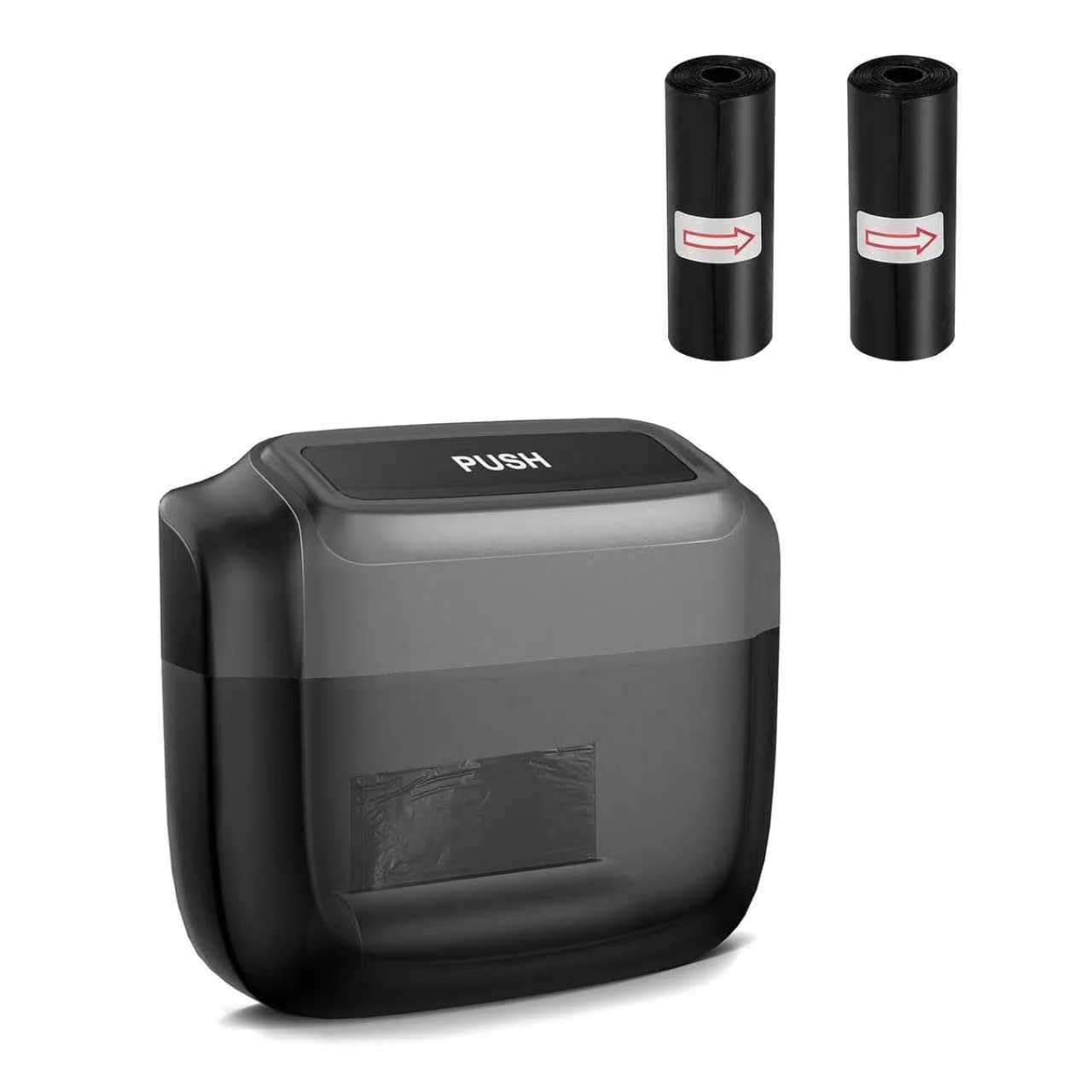 Car Trash Can, Push to Open Hanging Garbage Bin with 30 Trash Bags, Waterproof Leak-proof Large Capacity Storage Can, Portable Supplies Box for Car Sedan Truck SUV (Black)