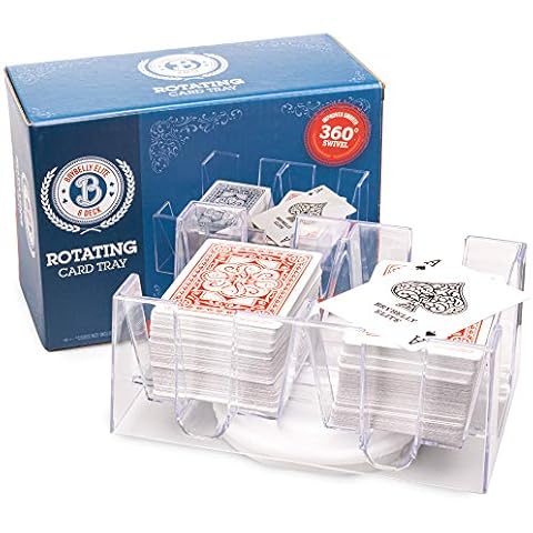Brybelly Elite Rotating Card Deck Tray | Standard Sized Playing Cards | Rotates in Any Direction | Clear | 6 Deck Tray Cover