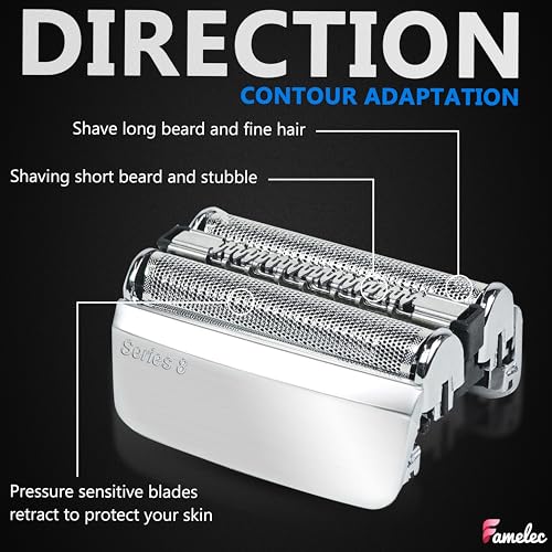 Upgraded 83M for Braun Series 8 Replacement Head 8370cc 8350s 8320s 8325s 8340s, Compatible with Braun Shaver s8, Replacement Shaving Blades Foil & Cutter Cassette for Electric Razor for Men