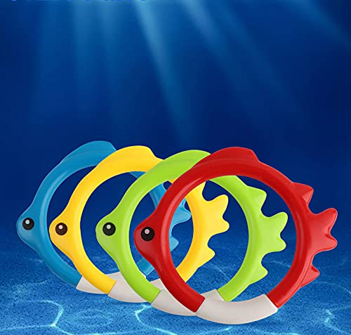 Carykon 8 Pieces of 4 Colors Diving Fish Ring Swimming Pool Toy Diving Retrieve Diving Training Practice Sea Fish Ring Throwing Game - Image 4