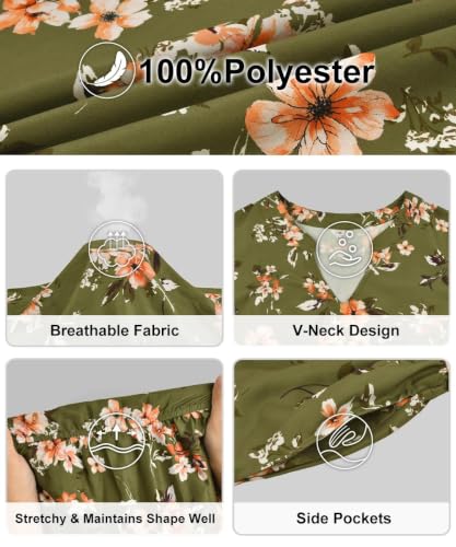 Image of TIYOMI Womens Plus Size Dresses Fall Long Sleeve Maxi Dresses V Neck Floral Spring Party Dress with Pockets XL-5XL (14W-28W)