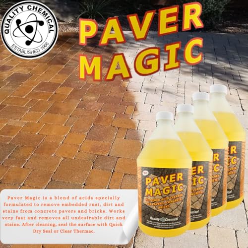Quality Chemical Paver Magic - High Power Concrete, Brick and Paver Cleaner - Outdoor Stain Remover - 128 oz (Pack of 4)