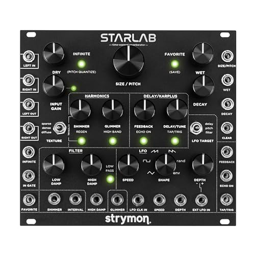 Strymon Starlab Time-Warped Reverberator Eurorack Reverb Module with Modulation and Karplus-Strong Synthesis, Black