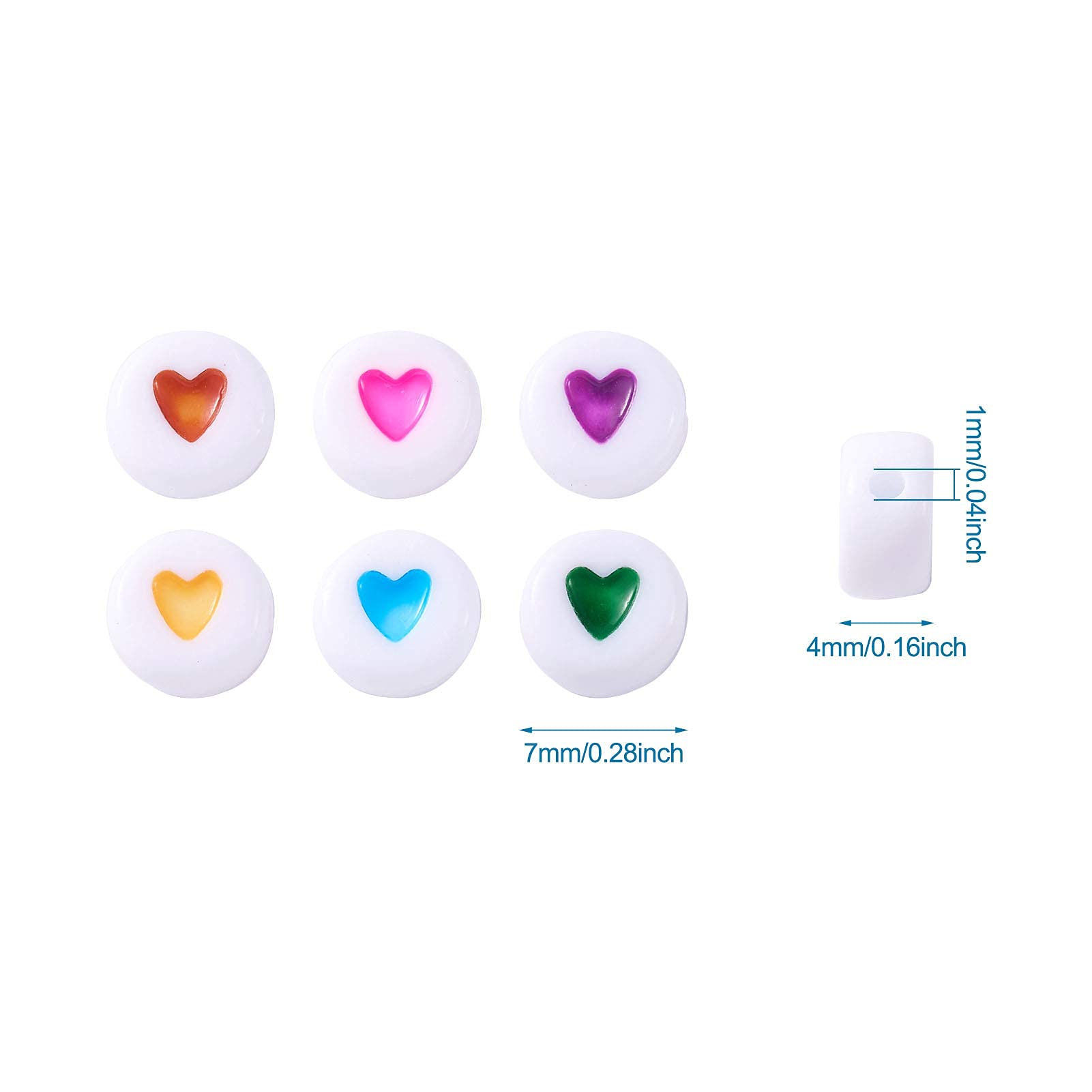 BOSAIYA SL 4 * 7mm Acrilico Luminoso Amore Cuore Perline Rotonde Piatte distanziatore Allentato Perline per Gioielli Fai da Te Che Fa la Collana del Braccialetto Fatto a Mano T901