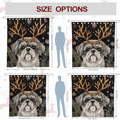 Rideau de douche de Noël Shih Tzu : cadeau idéal déco salle de bain