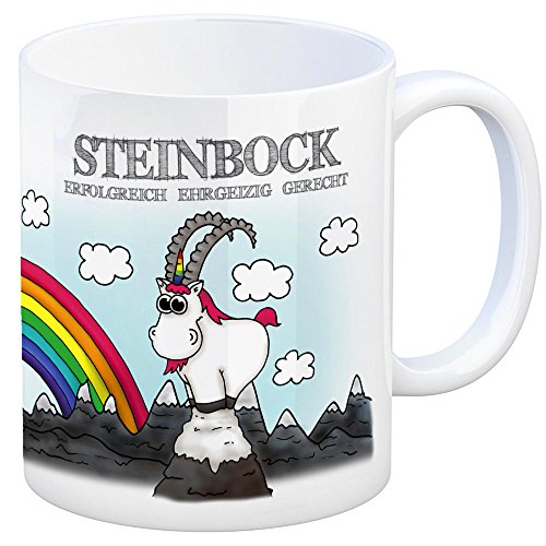 Honeycorns Kaffeebecher mit Sternzeichen Steinbock Motiv Tasse Kaffeetasse Becher mug Teetasse Büro Einhorngeschenk lustig witzig Einhorntasse Astrologie Tierkreiszeichen Sternbilder Geburtstag