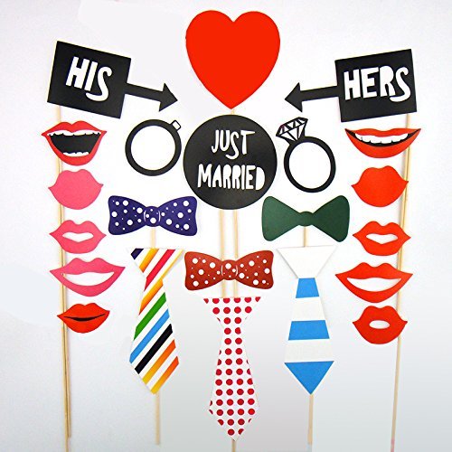 Kit 58 Accessoires Photobooth Mariage - Moustaches, Lunettes, Chapeaux Fun Pour Fêtes Et Anniversaires