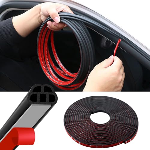 Joint de portière de voiture (16 m), bande d'étanchéité en caoutchouc extra épaisse en forme de B anti-collision, étanche, forme 5 trous pour le bruit du vent, convient à la plupart des véhicules (16