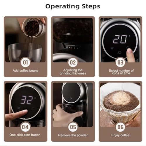 Elektryczny młynek do kawy, 25 poziomów mielenia do espresso, pojemnik na ziarna kawy 250 g, sterowanie za pomocą inteligentnego ekranu, do użytku domowego i biurowego