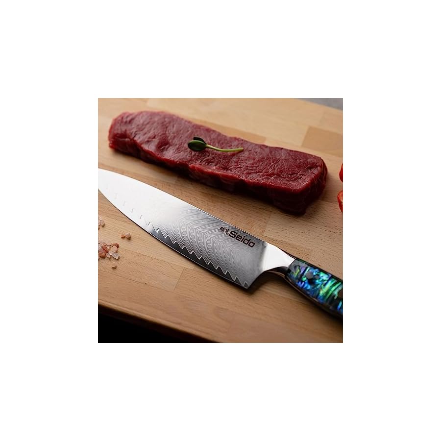Seido-Knives-Awabi-Gyuto-Chef-Knife-67-layers-of-Damascus-Steel-with-a-VG-10-Super-Steel-Core-with-Abalone-Shell-Resin-Handle Seido Knives Awabi Gyuto Chef Knife 67 layers of Damascus Steel with a VG-10 Super Steel Core with Abalone Shell Resin Handle