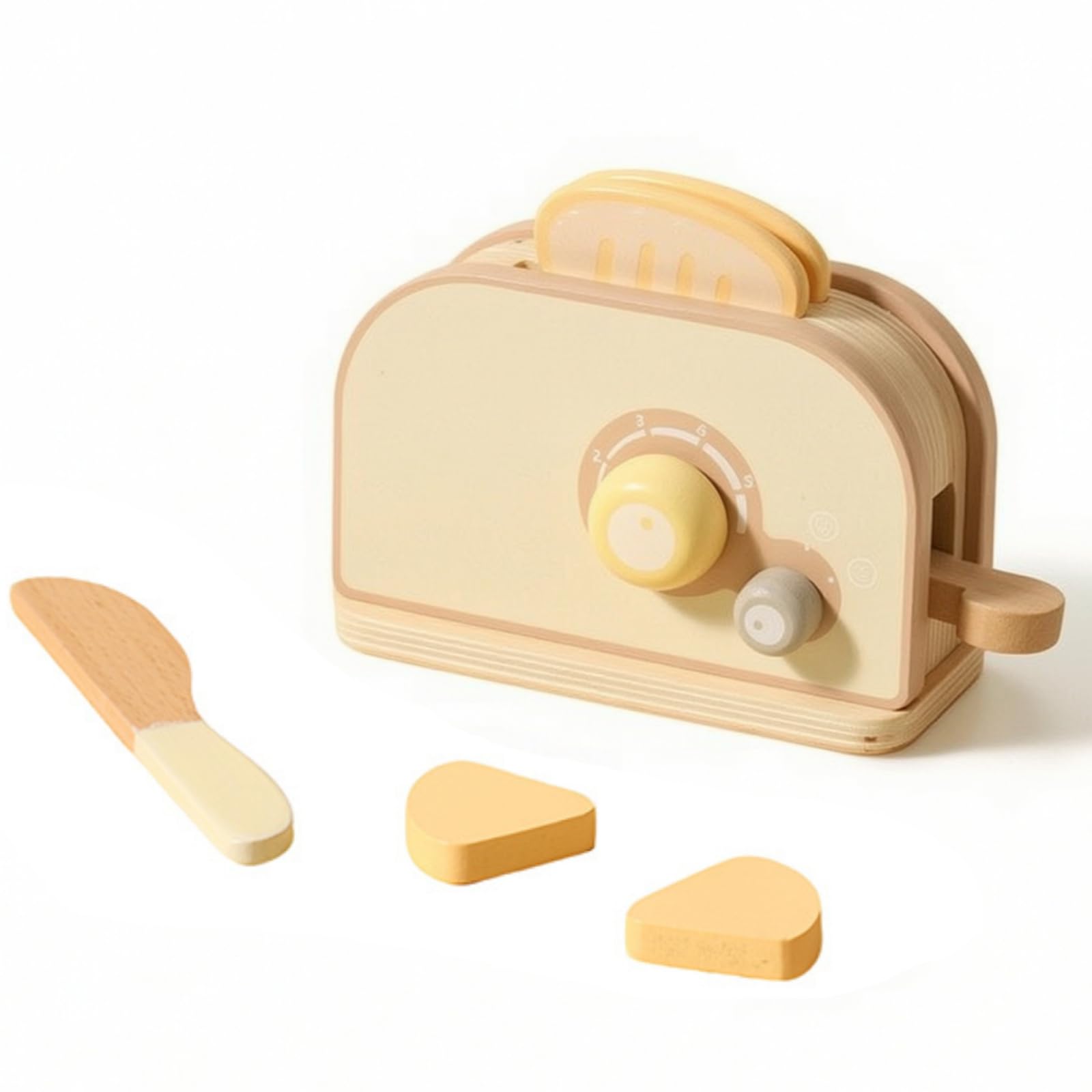 Amagogo Cucina Giocattolo da Tavolo Gioco di Ruolo Accessori Pentole Posate Cibi Finti Compatto per Gioco Quotidiano Apprendimento Prescolare Casa Regali , Tostapane Giallo Crema