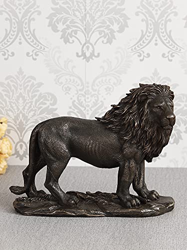Image of eCraftIndia Handcrafted Polyresin and Bronze Lion Statue Animal Figurine Decorative Showpiece for Home, Living Rooms, Office, Entertainment Spaces for Wildlife Enthusiasts