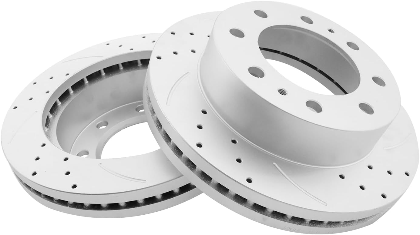 Front Drilled and Slotted Brake Disc Brake Rotors 55062 12.79 inch / 324.9 mm Fit for CHEVROLET CHEVY EXPRESS 3500 4500, SILVERADO 3500 3500 HD | GMC SAVANA 3500 4500, SIERRA 3500, CLASSIC, HD