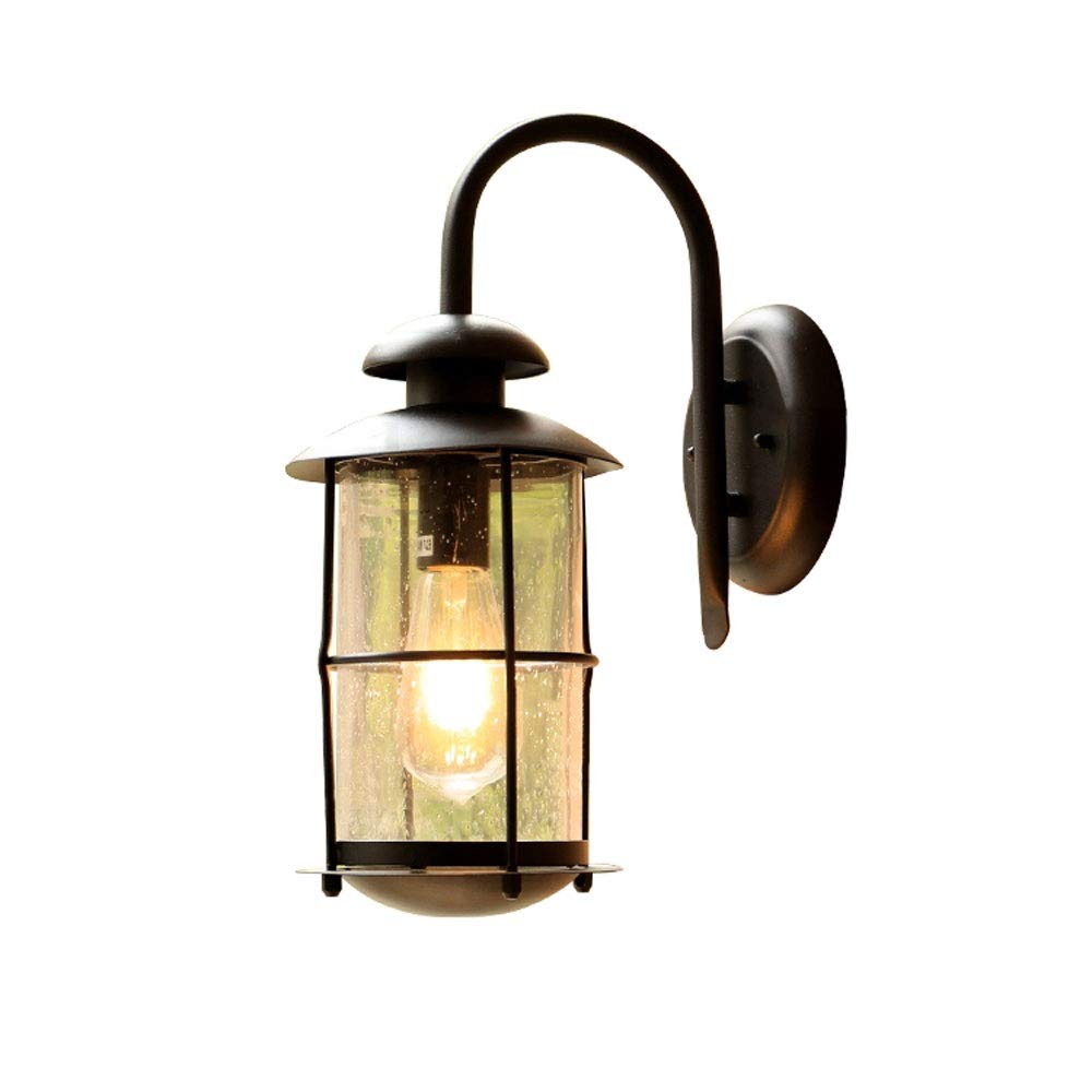 VDOQTLJT Cylindrical Lantern Outdoor Waterproof Clear Glass Exterior Wall Light Sconces Patio for House Garden Post Outside Lamp