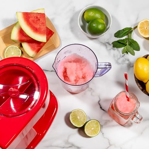 Image of Nostalgia Retro 40-Ounce Frozen Beverage Station - Slushie Machine and Ice Shaver with Automatic Mixing for Soda, Cocktails and Margaritas - Easy & Safe Use - Red