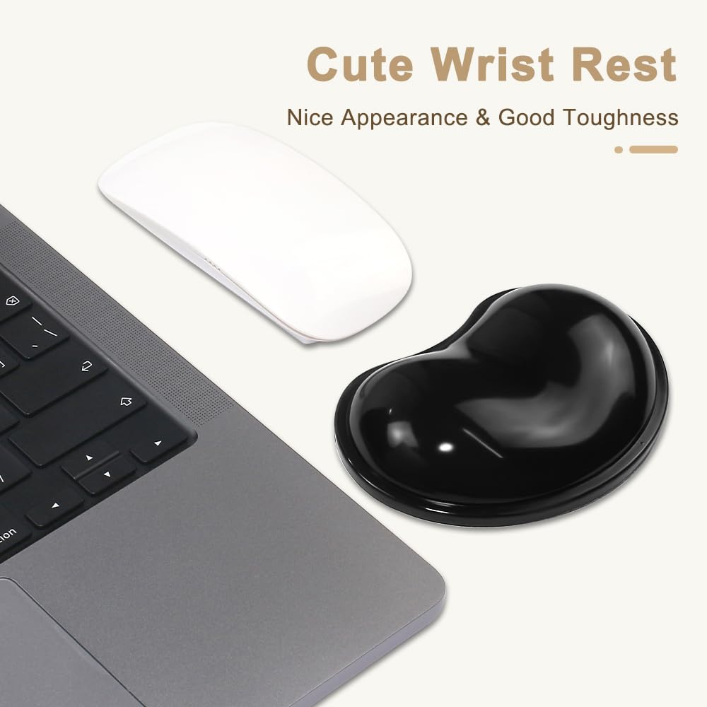 Weiche Maus-Handgelenkauflage, bequem, kühl, Silikongel, ergonomisches Kissen, kleine Größe, zur Schmerzlinderung, mit Gelfüllung für Laptop, Computer, Büro und Zuhause, Schwarz