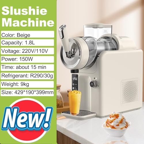 Slush Maschine&Froze Drink Maker Mit SchnellküHltechnologie,1,8l 150w Slushie Maschine,5 Voreingestellte Programme, Drehknopf, Automatische Reinigung Mit Einem Klick, KöStlicher Geschmack,Beige – Bild 3